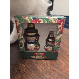 Vintage "All Is Brite" Handpainted Glass Ornaments - Snowmen